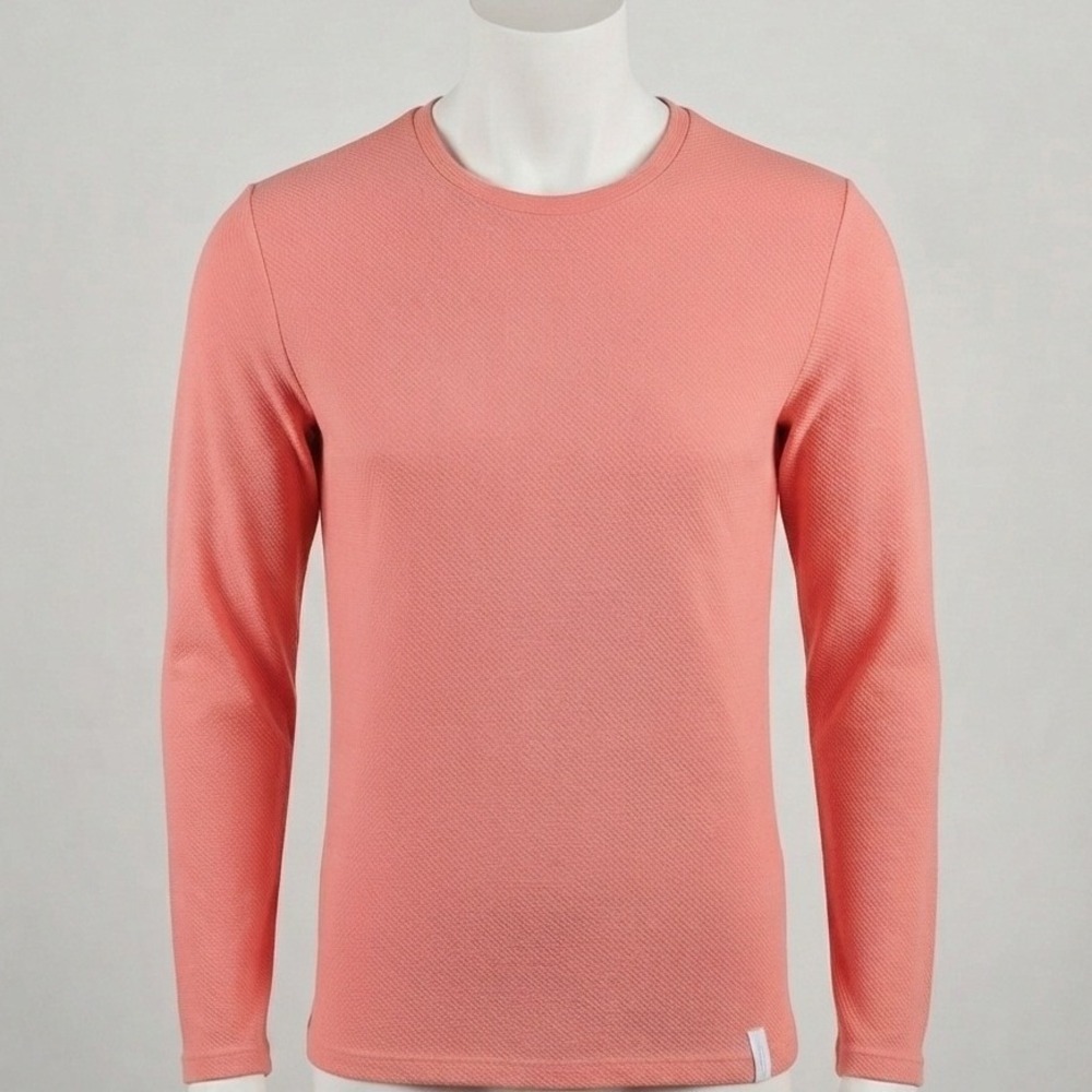 Denim & Flower Ricky Singh Coral Pink Textured Long Sleeve Shirt Mens M NWT